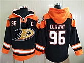 Anaheim Ducks 96 Charlie Conway Black All Stitched Pullover Hoodie,baseball caps,new era cap wholesale,wholesale hats